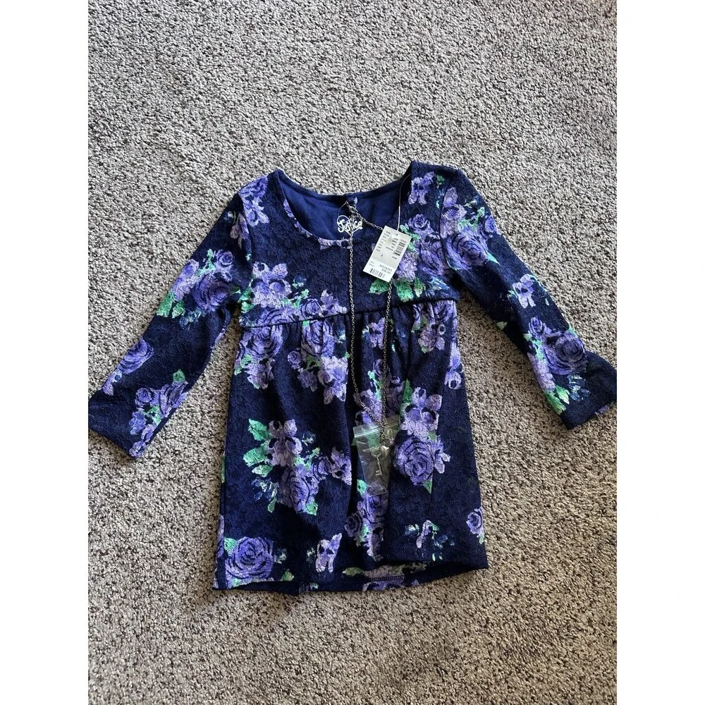 Justice Girls Size 6 Babydoll Top NWT And Has Key Necklace.